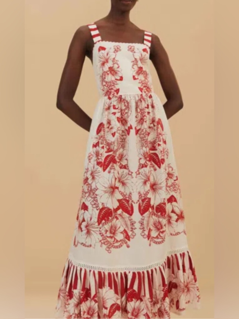 Farm Rio Off-White Floral Chains Maxi Dress Size Small